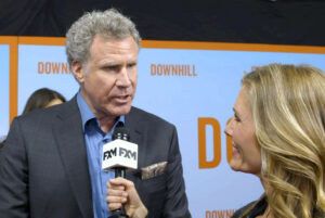Will Ferrell at the premiere of the film Downhill being interviewed by FXM red carpet anchor model