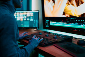 Video editing bay, davinci resolve, premiere pro